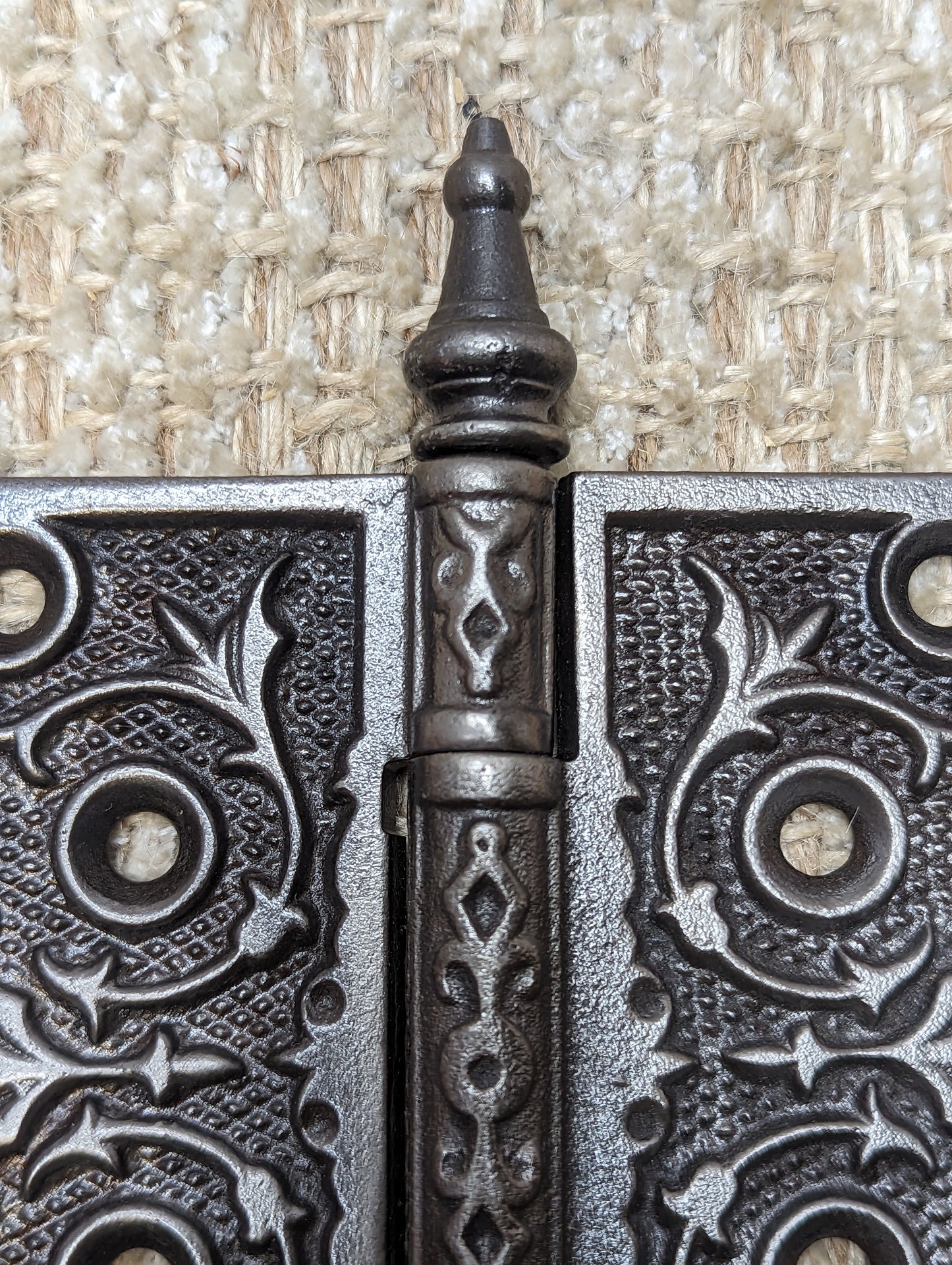 4" x 4" Antique Ornate Cast Iron Steeple Hinge