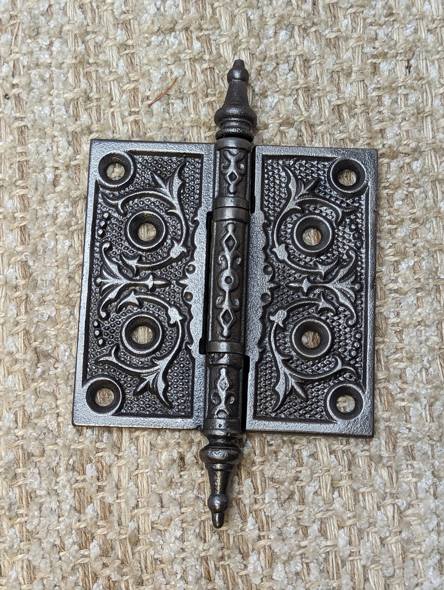 4" x 4" Antique Ornate Cast Iron Steeple Hinge