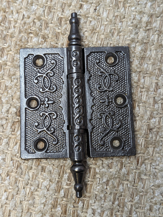 3 1/2" x 3 1/2" Antique Ornate Cast Iron Steeple Hinge