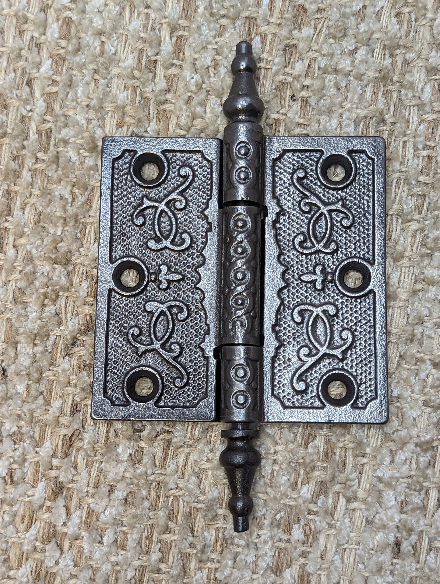 3 1/2" x 3 1/2" Antique Ornate Cast Iron Steeple Hinge