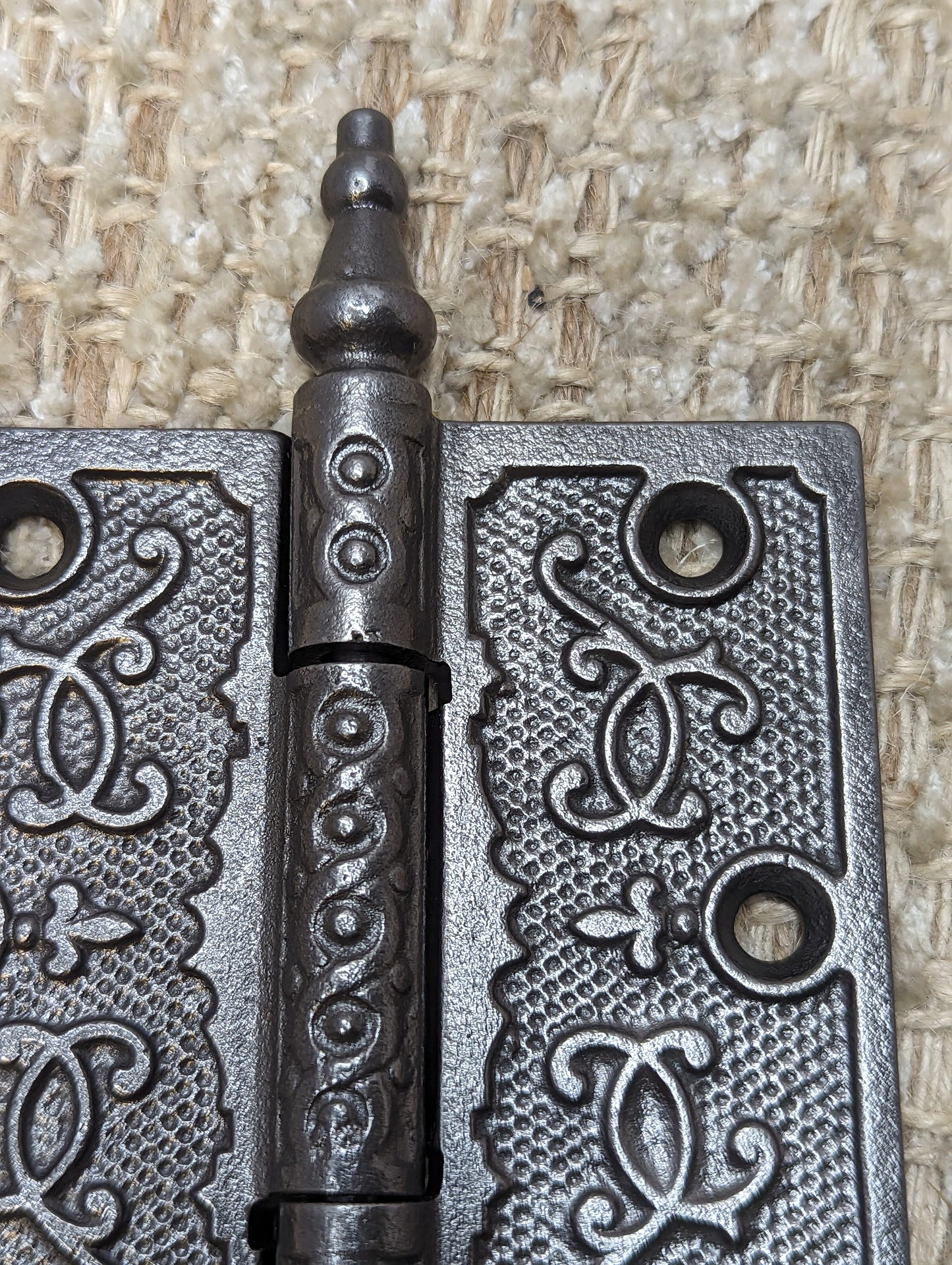 3 1/2" x 3 1/2" Antique Ornate Cast Iron Steeple Hinge