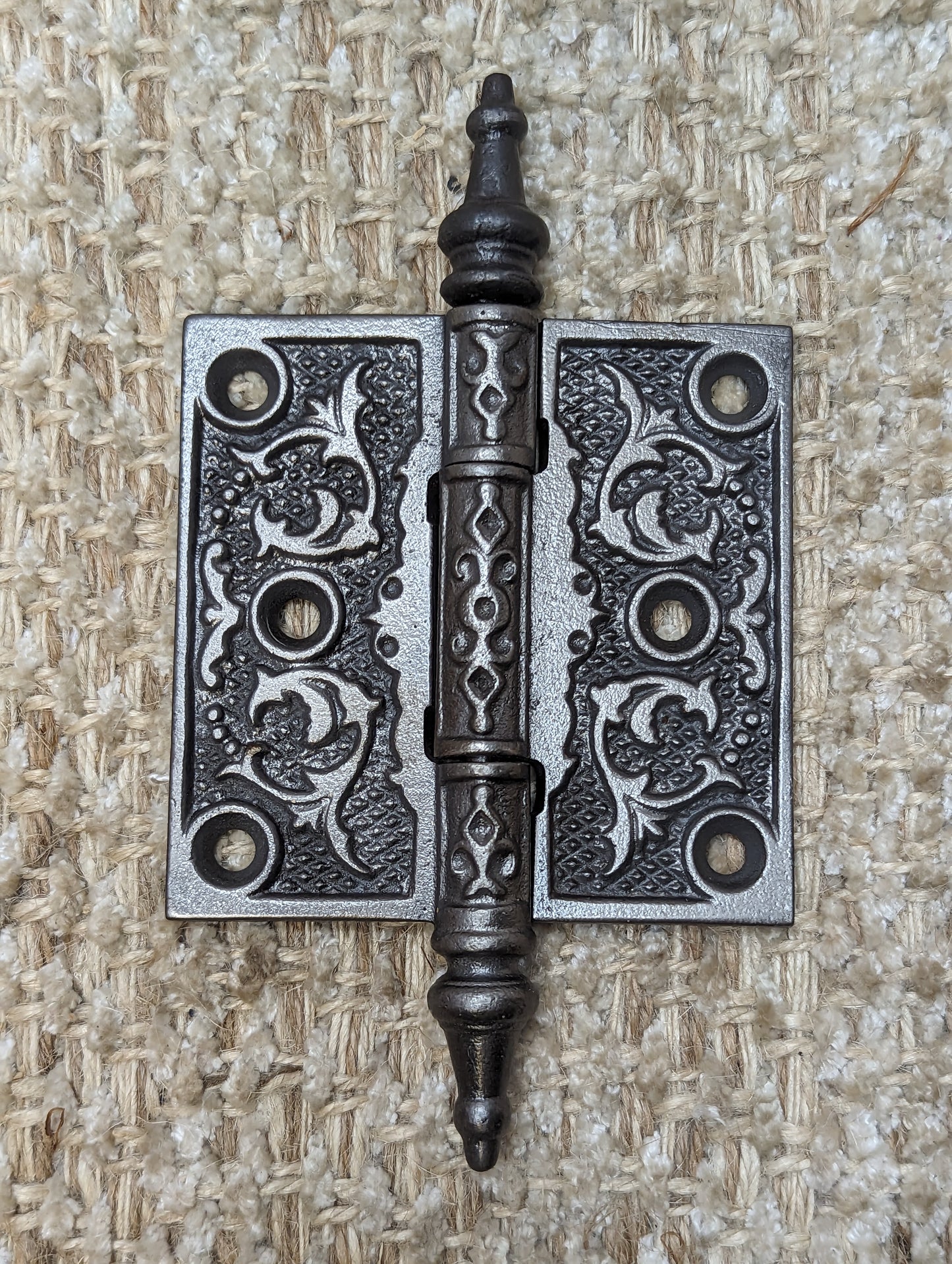 3" x 3" Antique Ornate Cast Iron Steeple Hinge