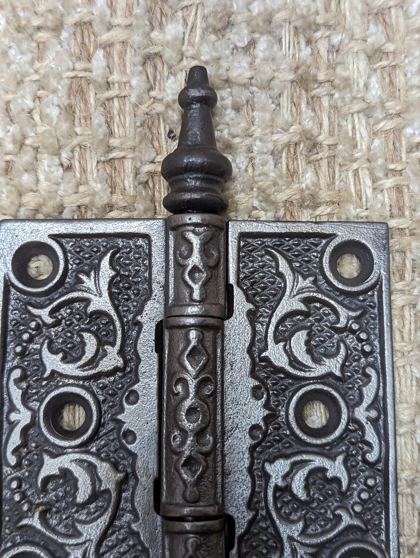 3" x 3" Antique Ornate Cast Iron Steeple Hinge