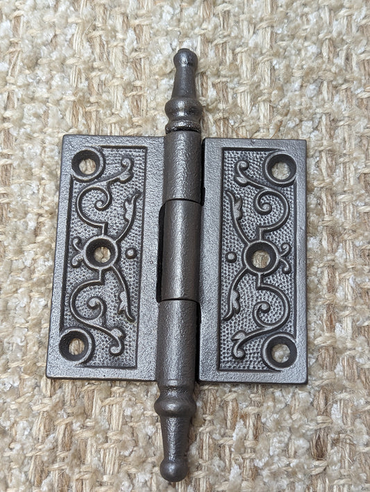 3" x 3" Antique Ornate Cast Iron Steeple Hinge