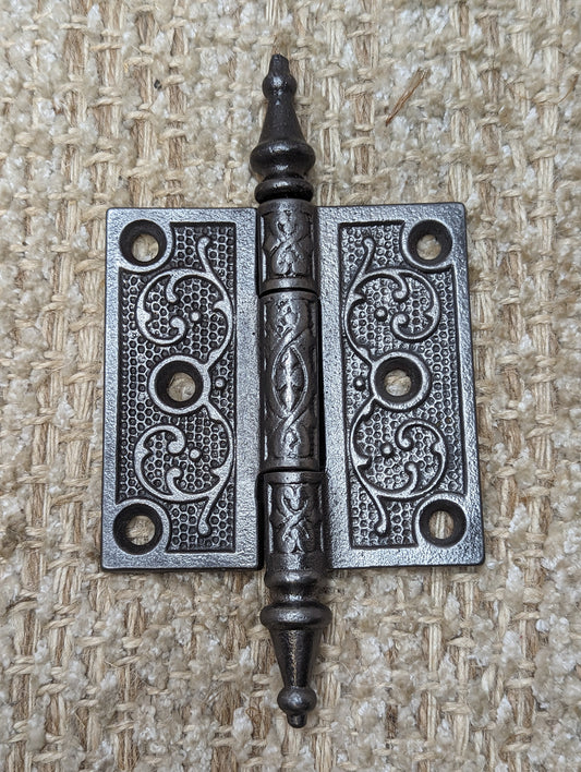 3" x 3" Antique Ornate Cast Iron Steeple Hinge