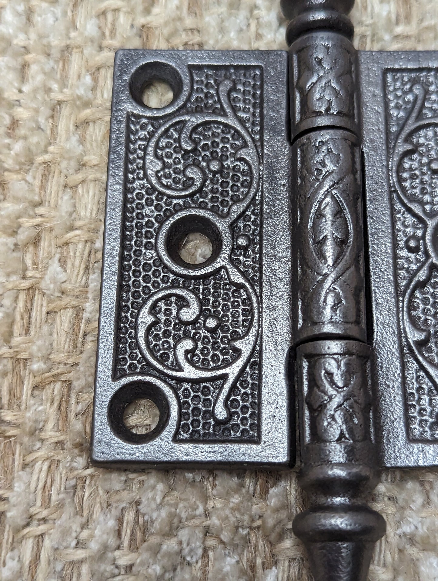 3" x 3" Antique Ornate Cast Iron Steeple Hinge