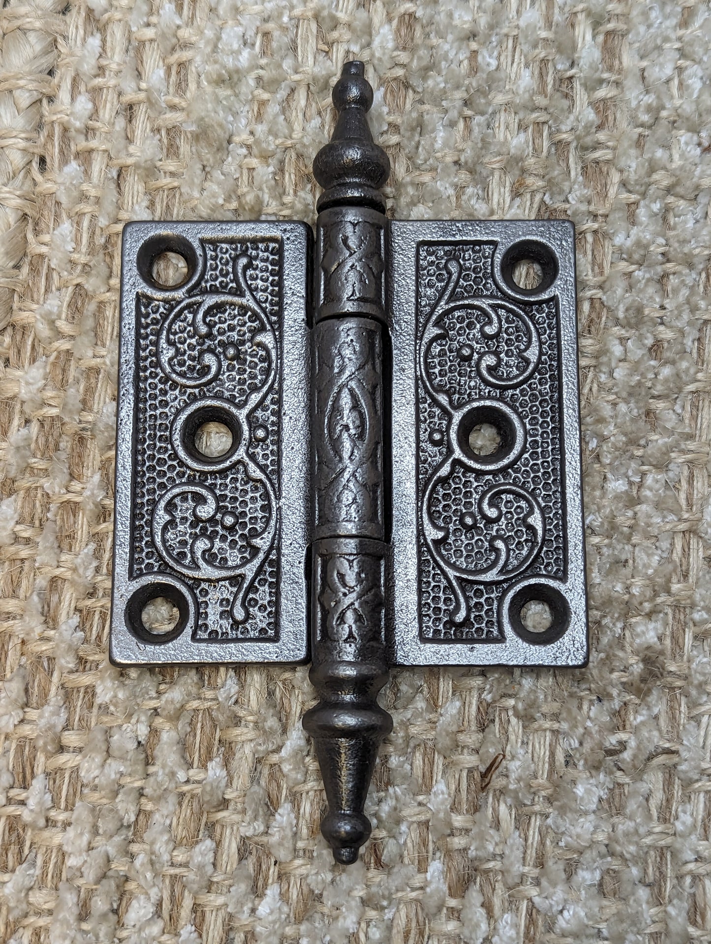 3" x 3" Antique Ornate Cast Iron Steeple Hinge