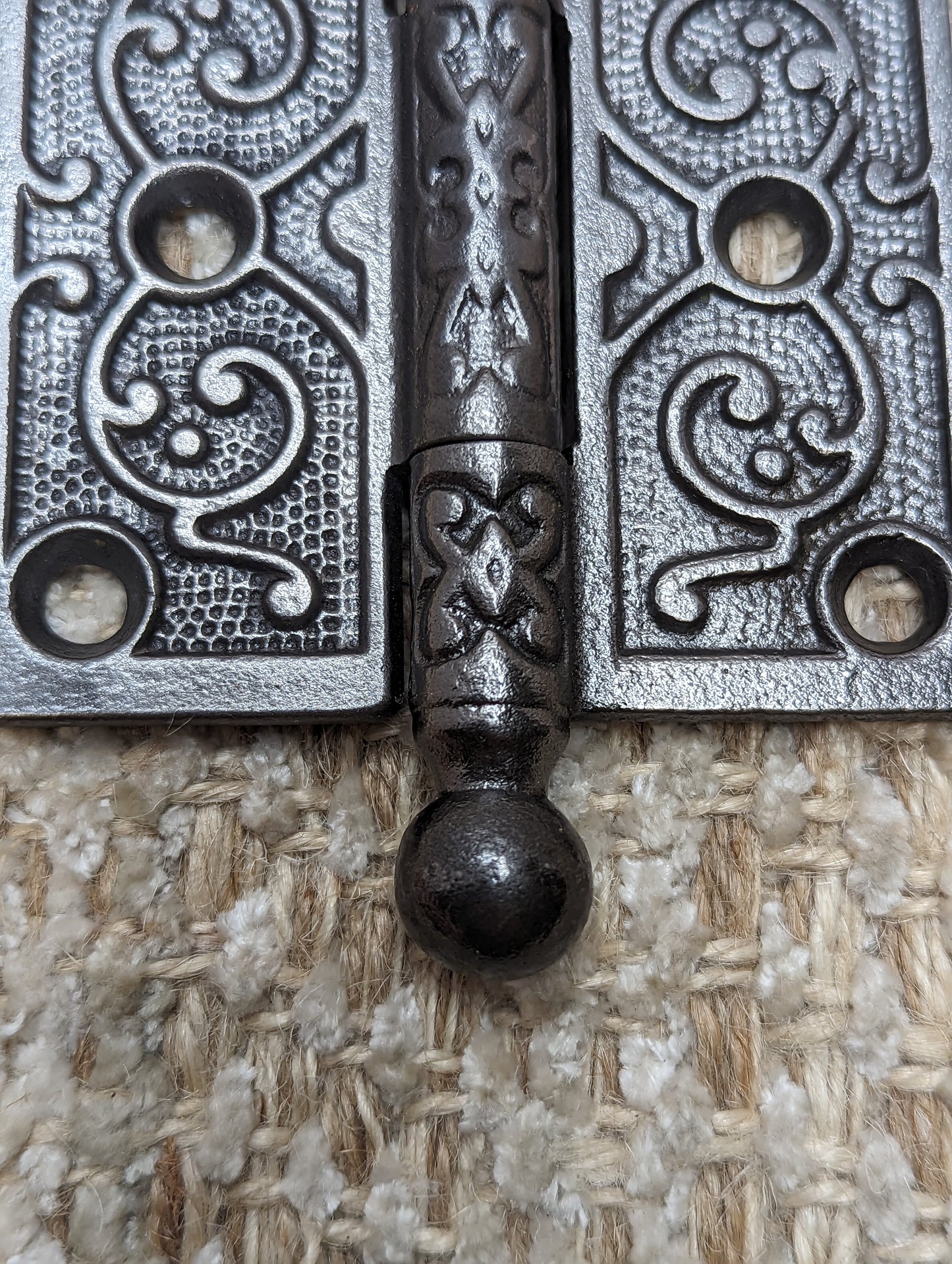 3" x 3" Antique Ornate Cast Iron Ball Tip Hinge