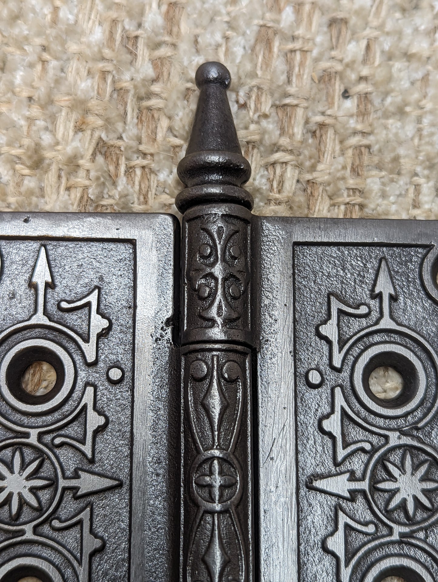 4 1/2" x 4" Antique Ornate Cast Iron Steeple Hinge