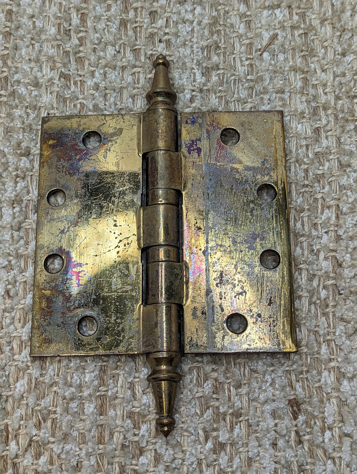 4 1/2" x 4 1/2" Antique Hager Brass Steeple Tip Hinge