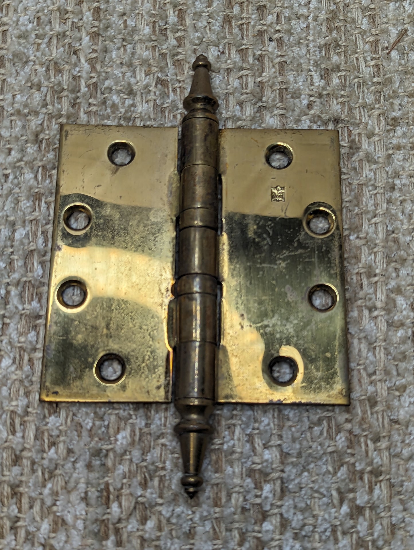 4 1/2" x 4 1/2" Antique Hager Brass Steeple Tip Hinge