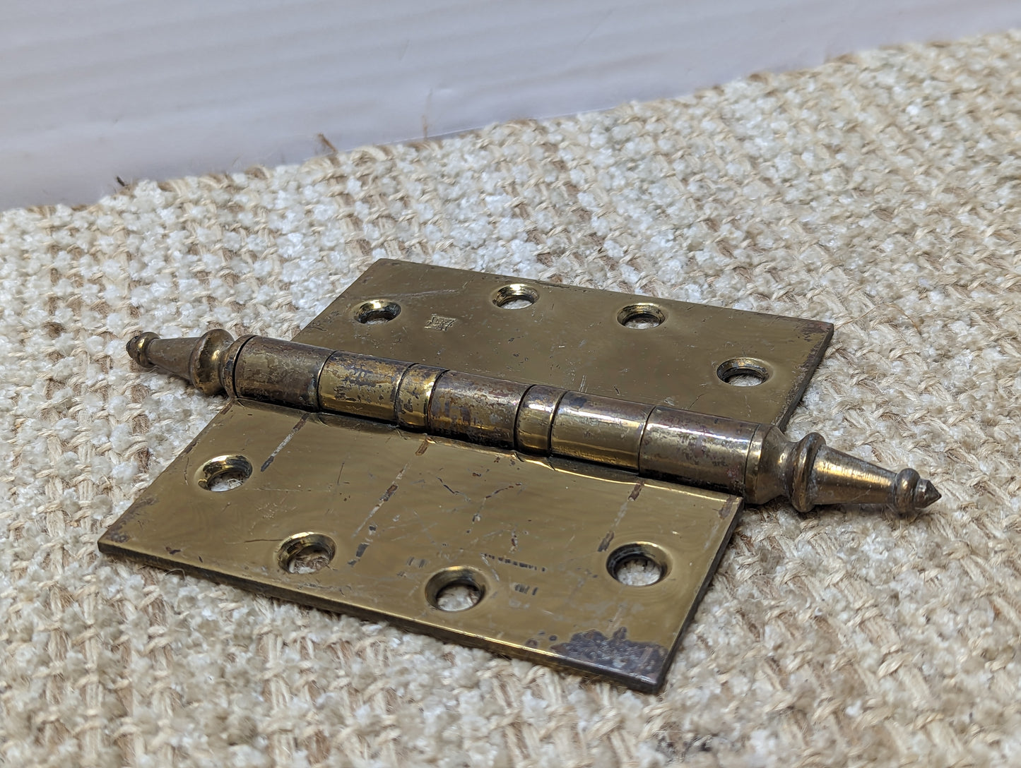 4 1/2" x 4 1/2" Antique Hager Brass Steeple Tip Hinge