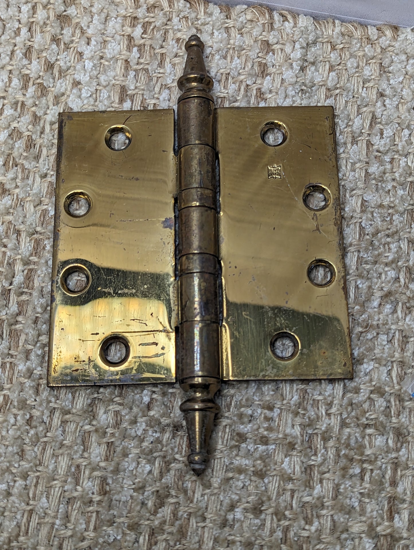 4 1/2" x 4 1/2" Antique Hager Brass Steeple Tip Hinge