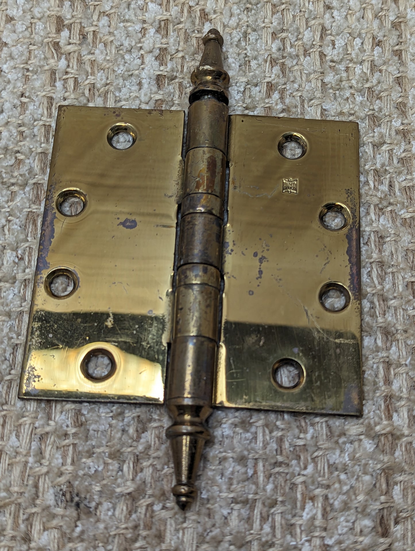 4 1/2" x 4 1/2" Antique Hager Brass Steeple Tip Hinge