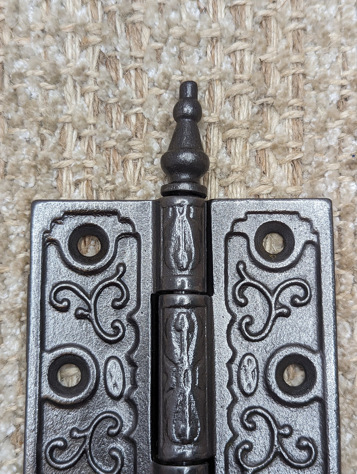 3" x 3 1/2" Antique Ornate Cast Iron Steeple Hinge