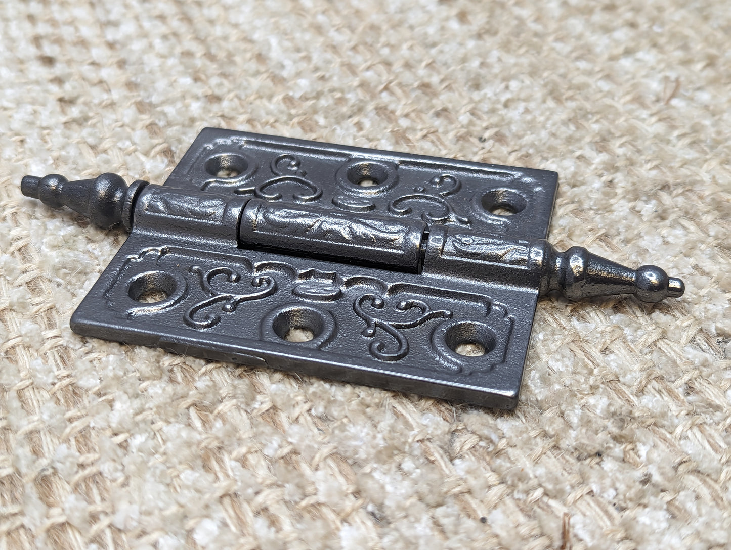 3" x 3 1/2" Antique Ornate Cast Iron Steeple Hinge