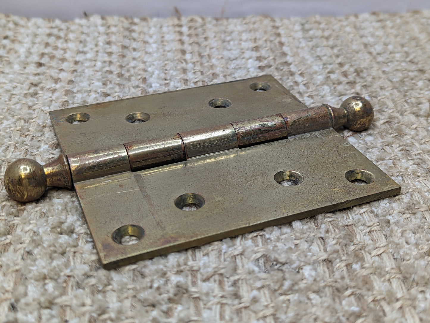 4 1/2" x 4 1/2" Antique  Brass Ball Tip Hinge