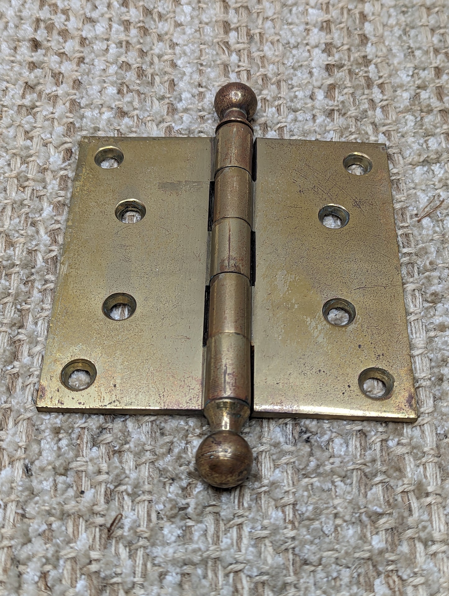 4 1/2" x 4 1/2" Antique  Brass Ball Tip Hinge