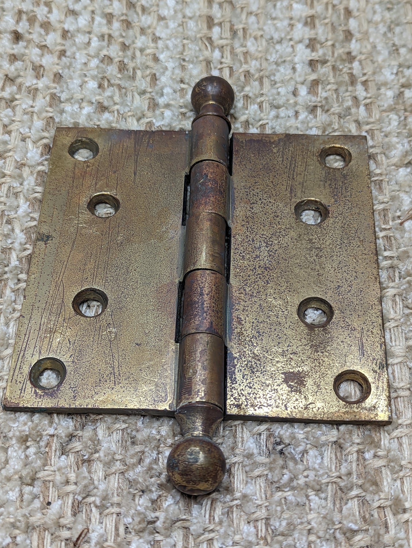 4 1/2" x 4 1/2" Antique  Brass Ball Tip Hinge