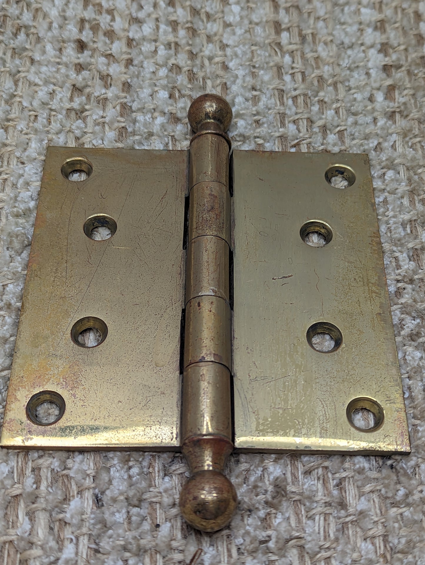 4 1/2" x 4 1/2" Antique  Brass Ball Tip Hinge