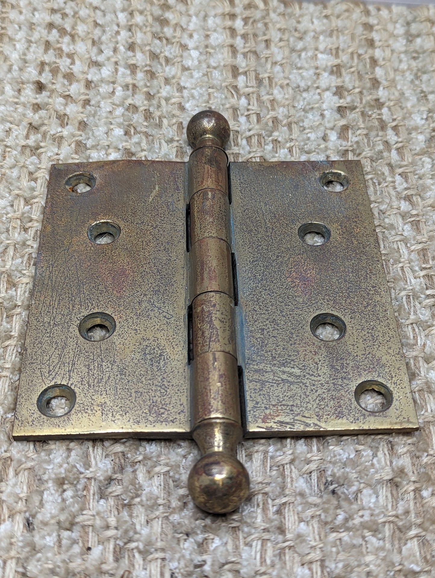 4 1/2" x 4 1/2" Antique  Brass Ball Tip Hinge