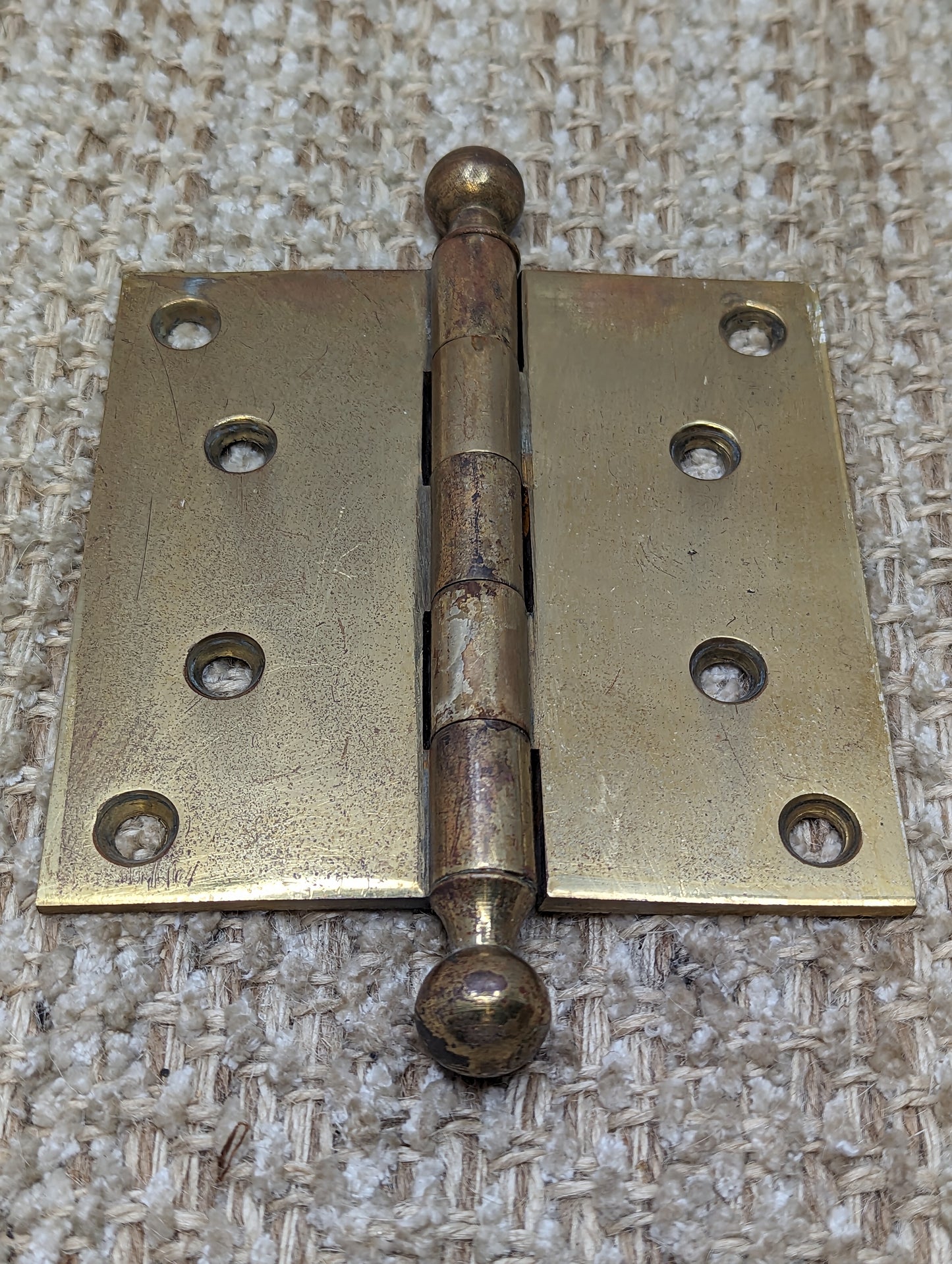 4 1/2" x 4 1/2" Antique  Brass Ball Tip Hinge