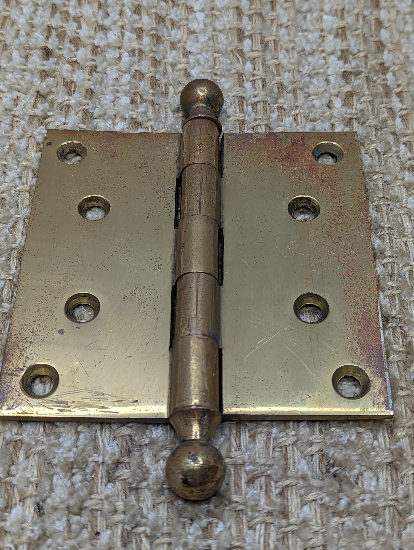 4 1/2" x 4 1/2" Antique  Brass Ball Tip Hinge