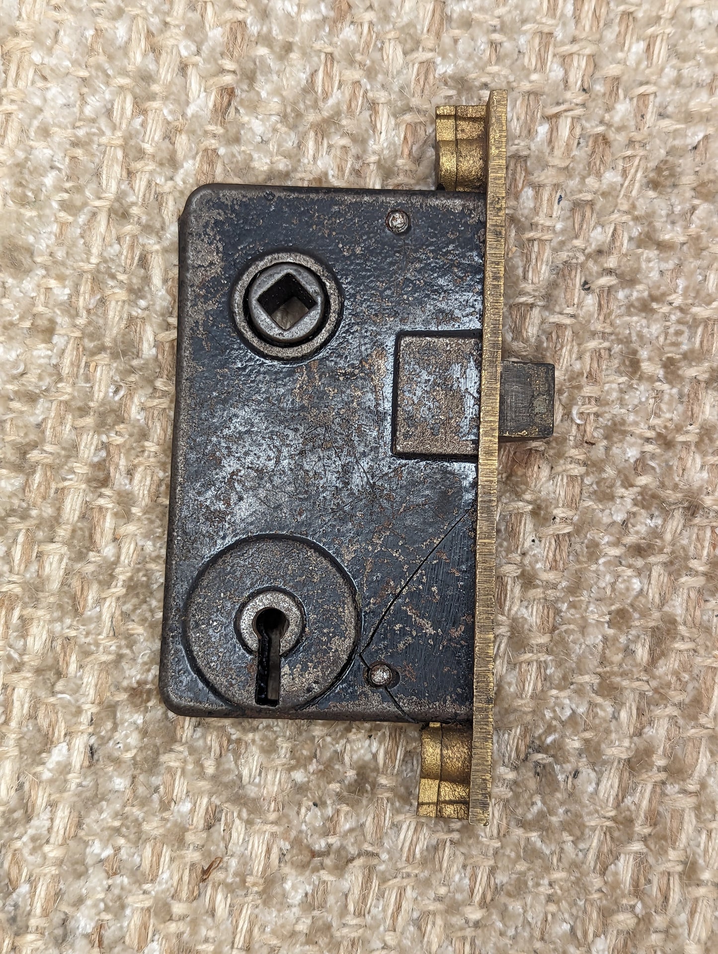 Antique RHCo Rabbeted Interior Mortise Lock Door Hardware #958