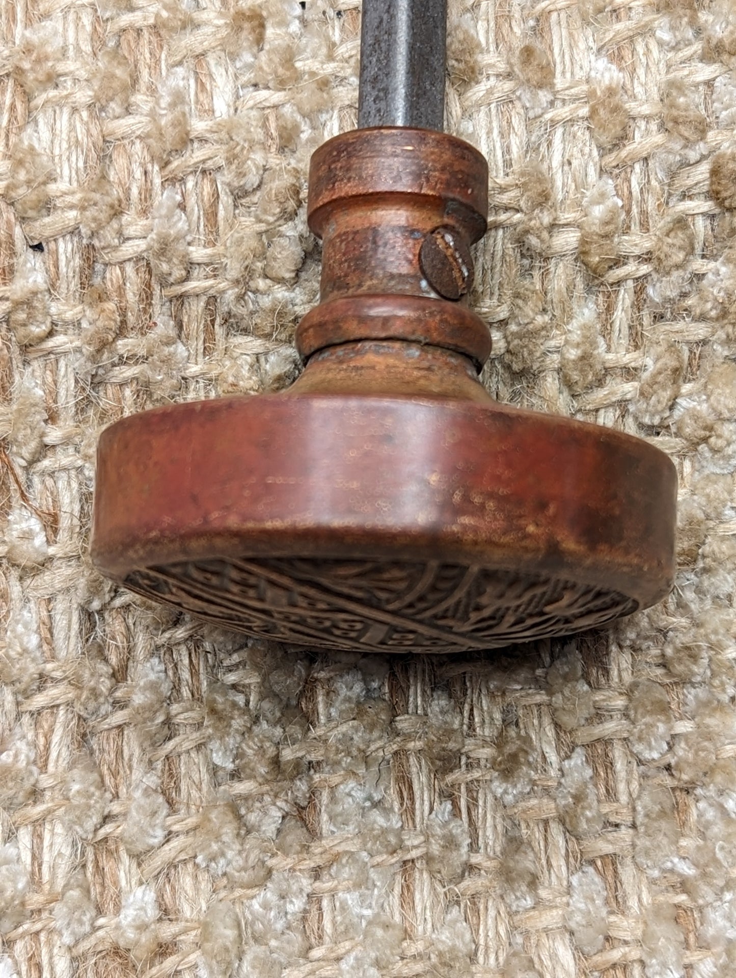 2 1/4" Antique Corbin Ceylon Decorative Stamped Brass Or Bronze Door Knob 1895