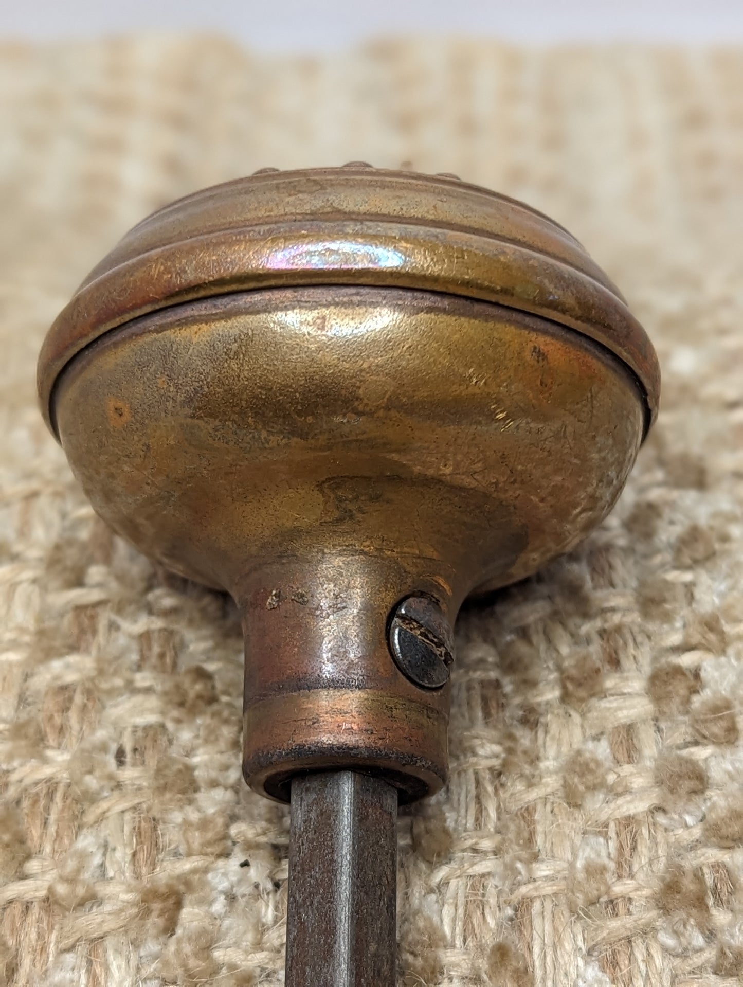 2 1/4" Antique Corbin Como Decorative Stamped Brass Door Knob Circa 1905