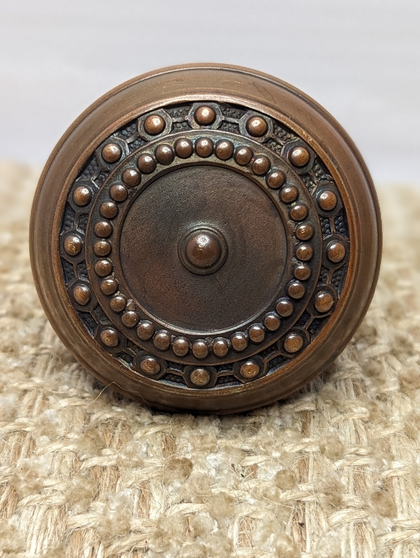 2 1/4" Antique Corbin Como Decorative Stamped Brass Door Knob Circa 1905