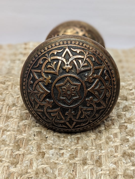 2 1/4" Antique Corbin Trenton Decorative Cast Bronze Door Knob Circa 1887