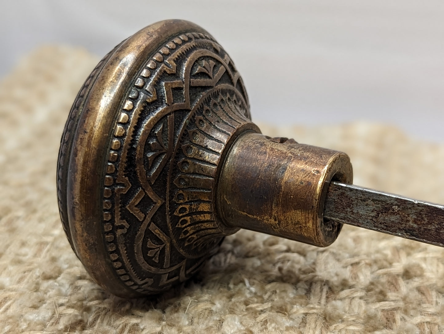 2 1/4" Antique Corbin Trenton Decorative Cast Bronze Door Knob Circa 1887