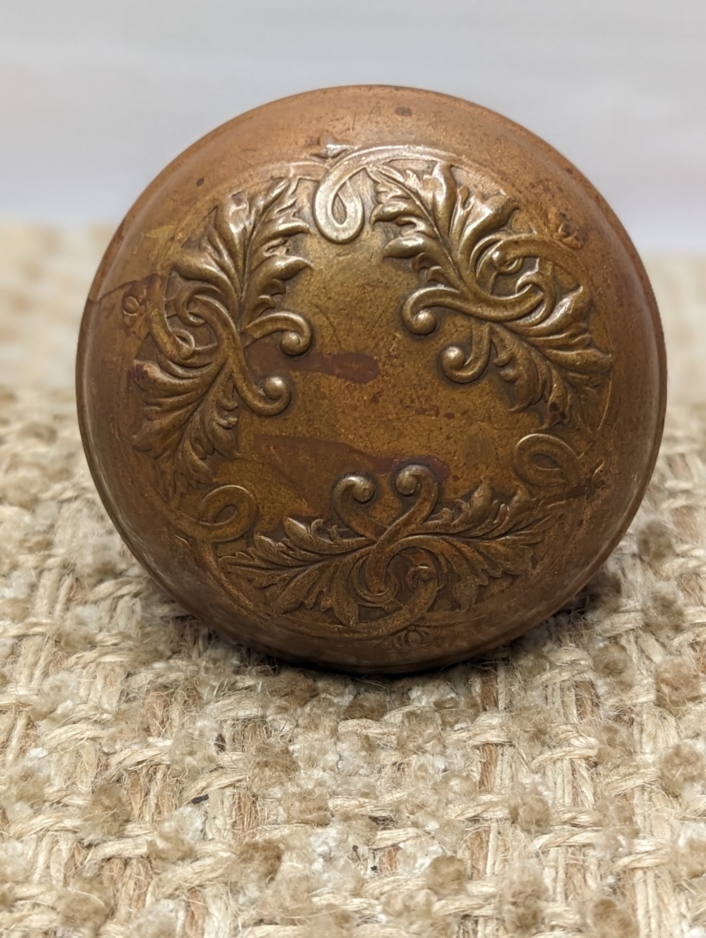 2 1/4" Antique Corbin Loraine Decorative Stamped Brass Door Knob Circa 1905