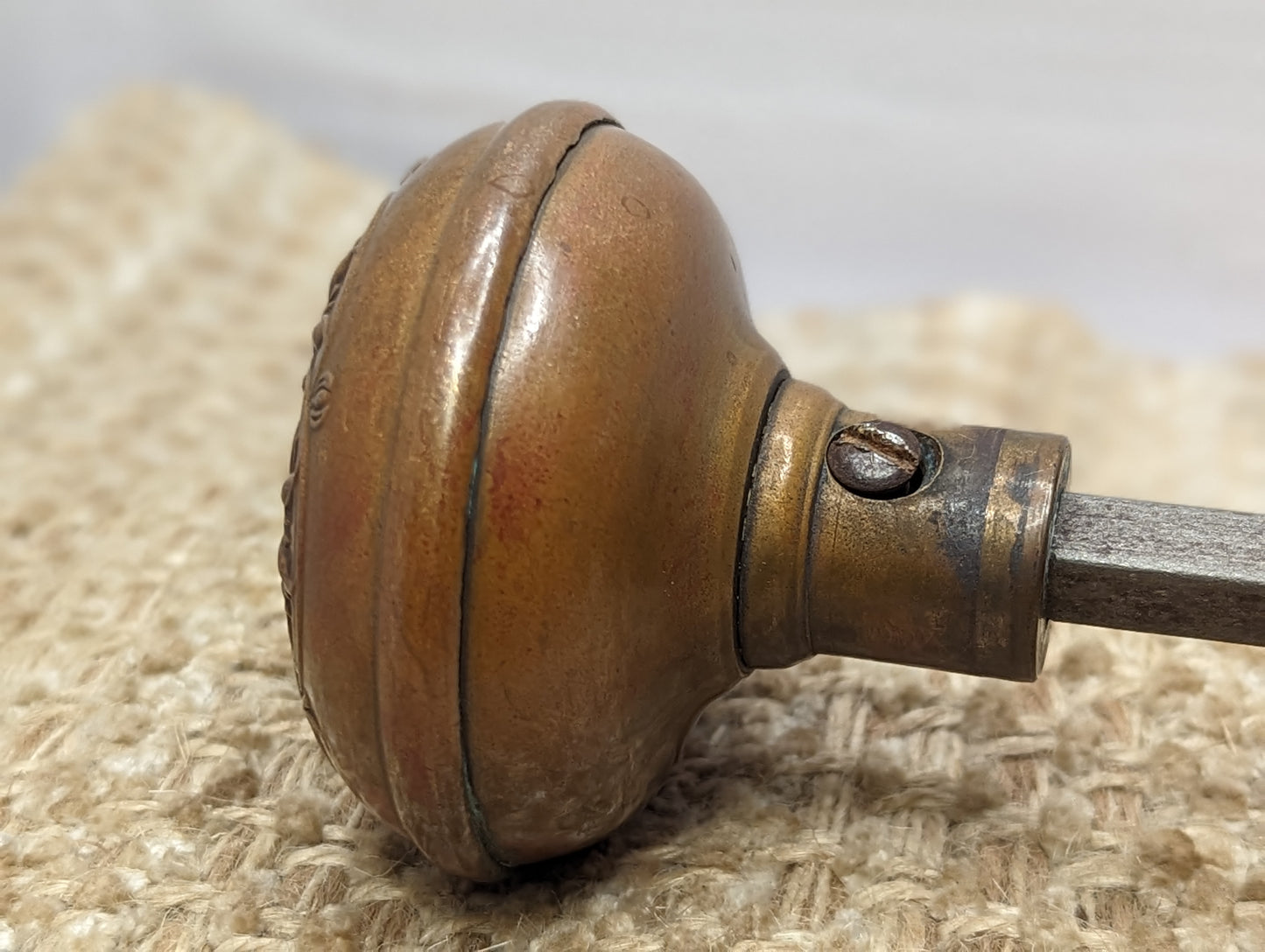 2 1/4" Antique Corbin Loraine Decorative Stamped Brass Door Knob Circa 1905