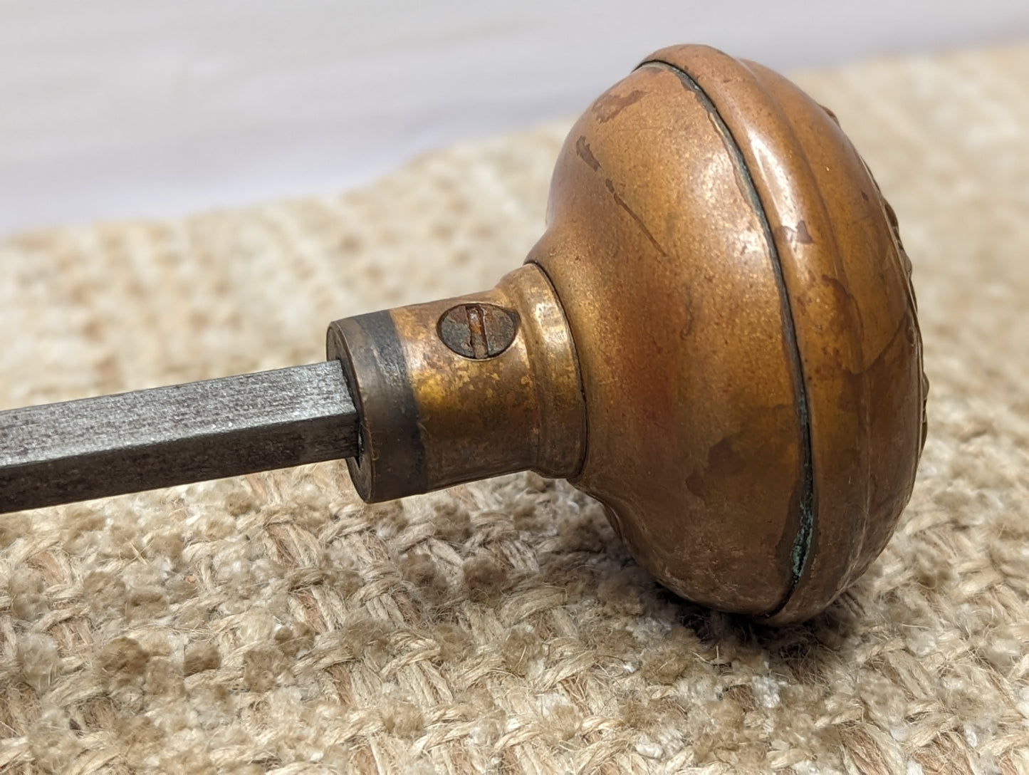 2 1/4" Antique Corbin Loraine Decorative Stamped Brass Door Knob Circa 1905