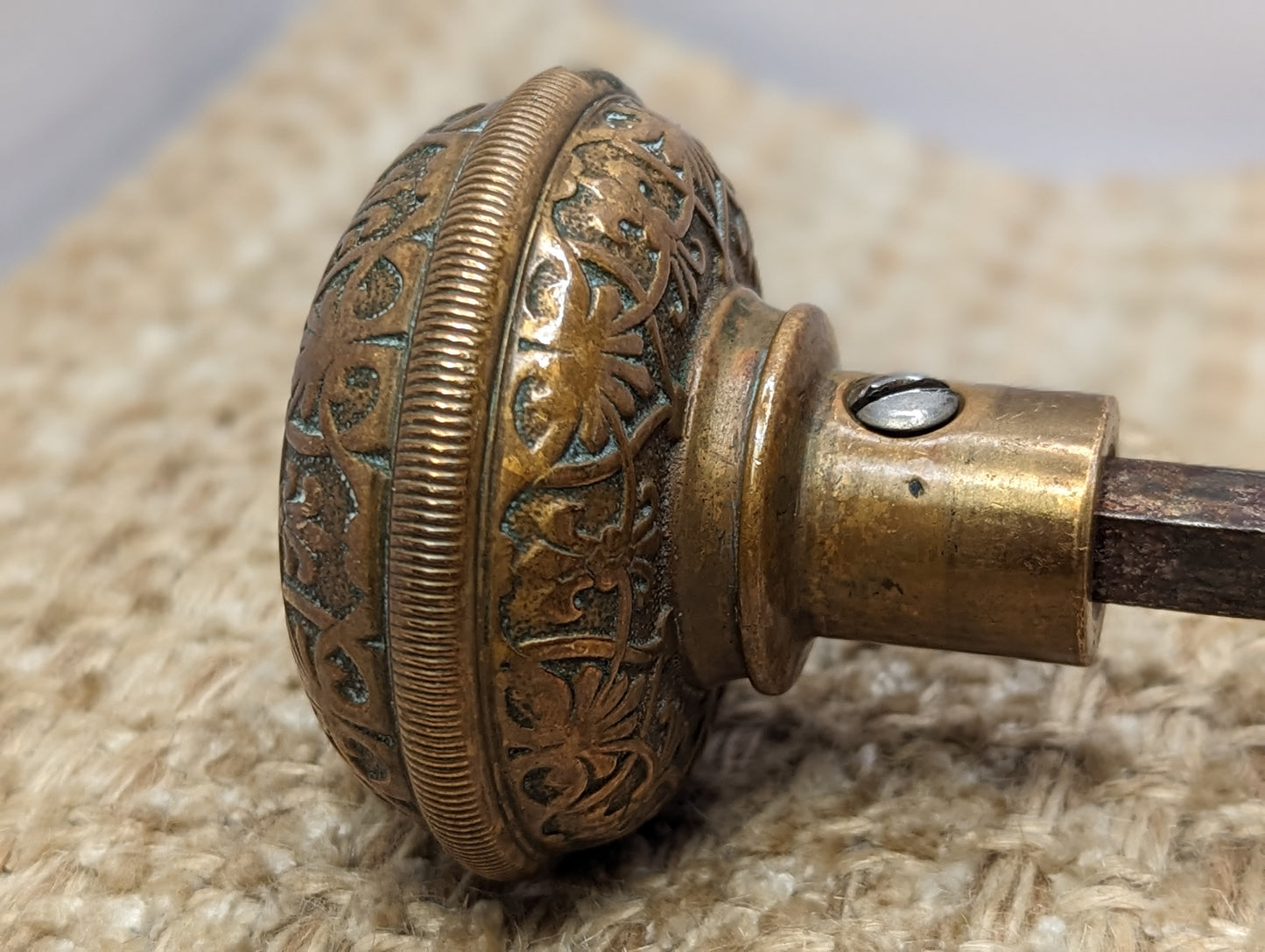 2" Antique Yale & Towne Gothic Decorative Cast Brass Or Bronze Door Knob Circa 1879