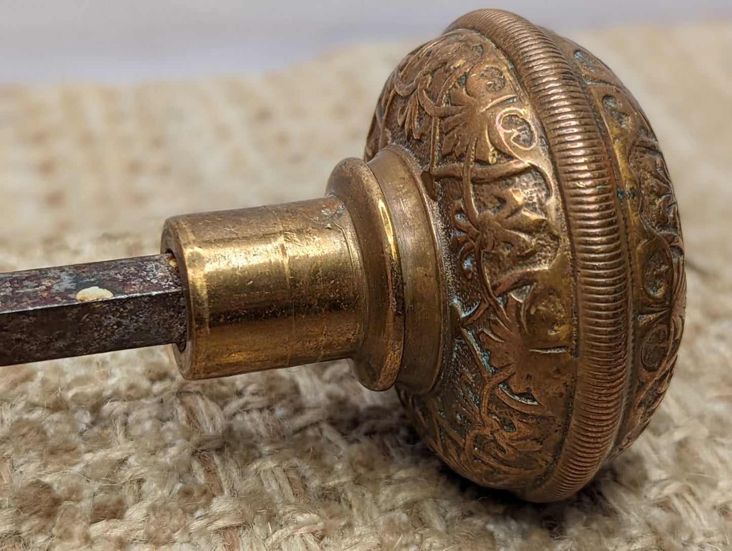 2" Antique Yale & Towne Gothic Decorative Cast Brass Or Bronze Door Knob Circa 1879