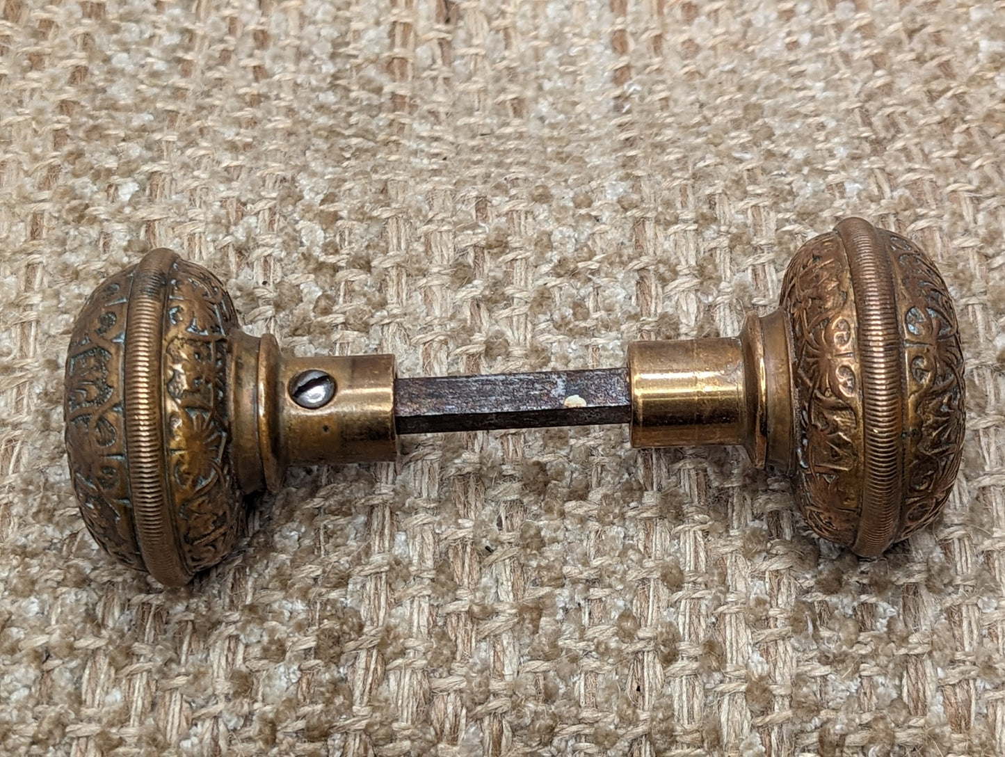 2" Antique Yale & Towne Gothic Decorative Cast Brass Or Bronze Door Knob Circa 1879