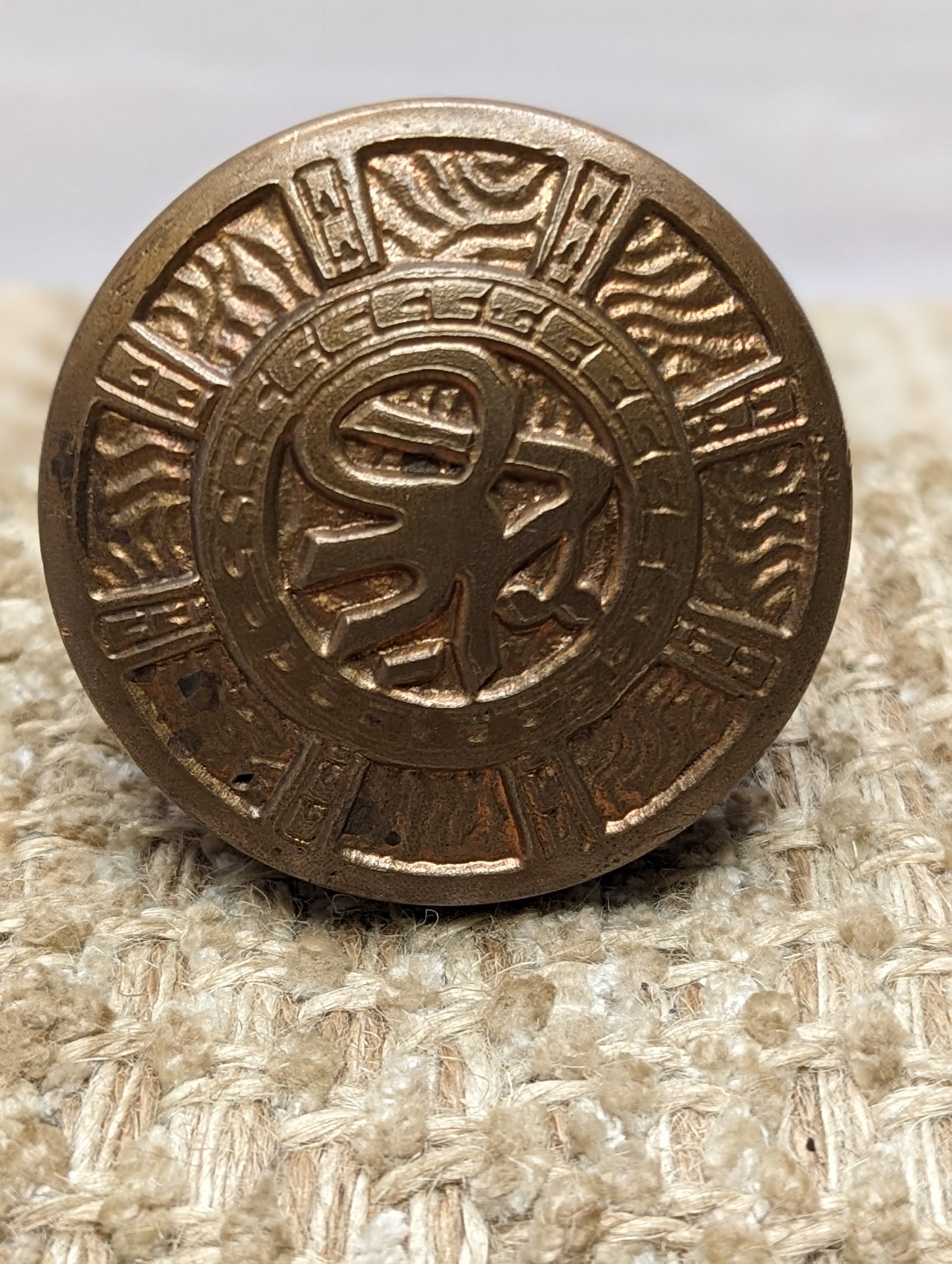 2 1/8"  Antique Mallory Wheeler Arabic Decorative Brass Door Knob Circa 1880