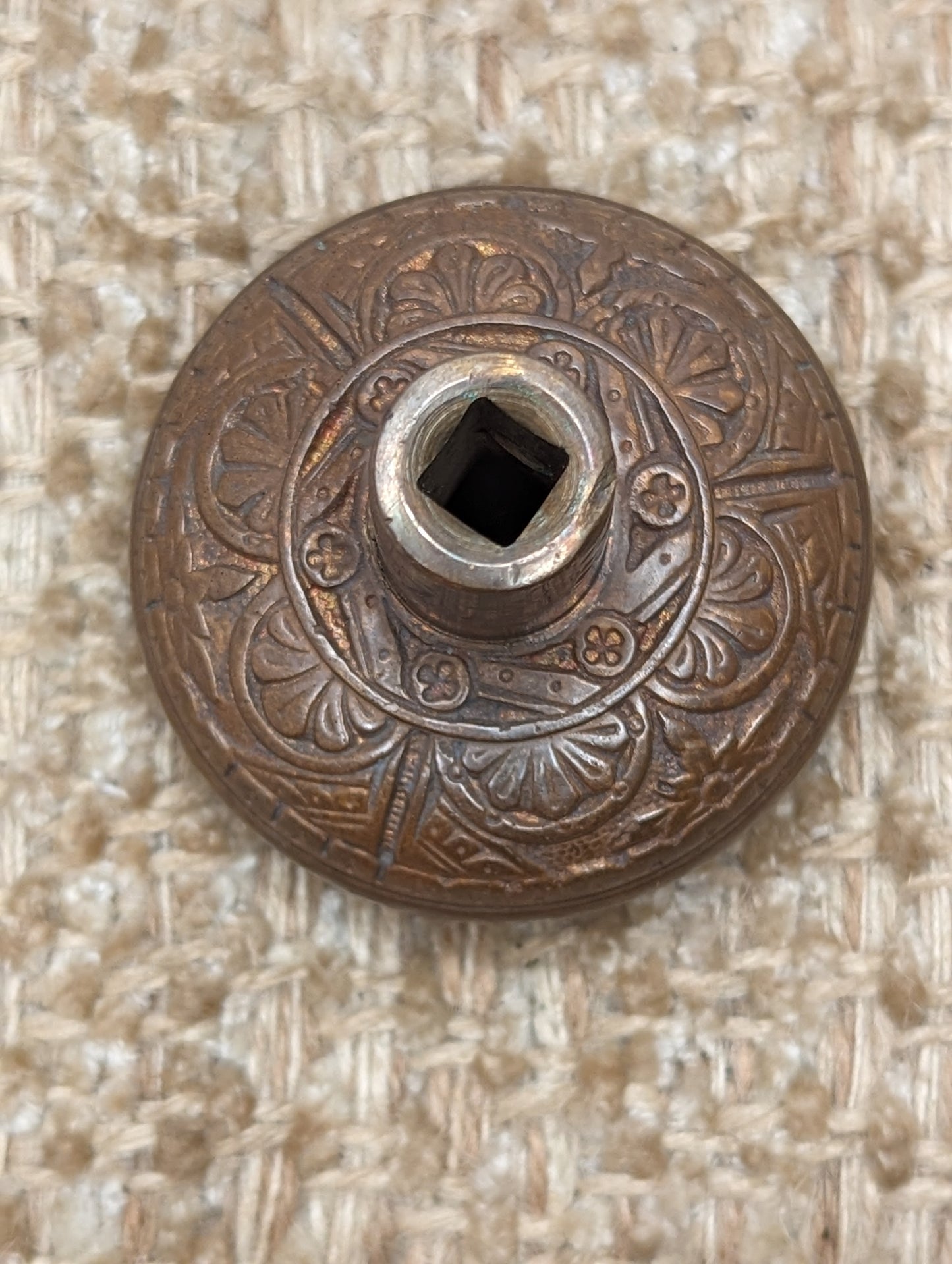 2 1/4" Antique Norwich Decorative Brass Door Knob Circa 1888