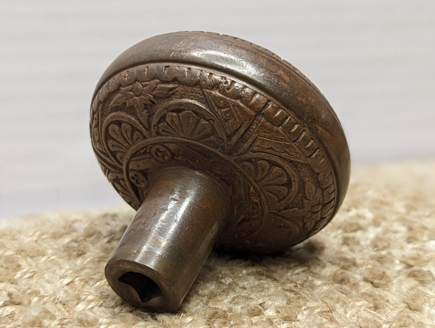 2 1/4" Antique Norwich Decorative Brass Door Knob Circa 1888