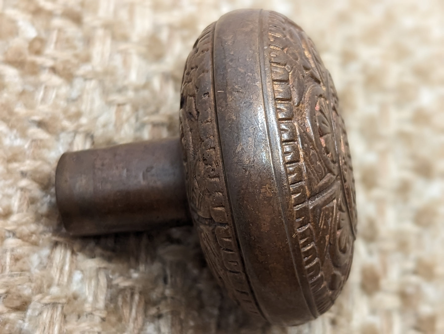 2 1/4" Antique Norwich Decorative Brass Door Knob Circa 1888