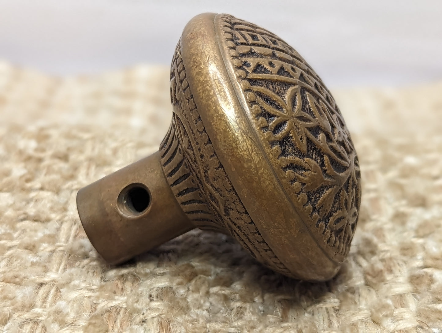 2 1/4" Antique Trenton Decorative Brass or Bronze Door Knob Circa 1887