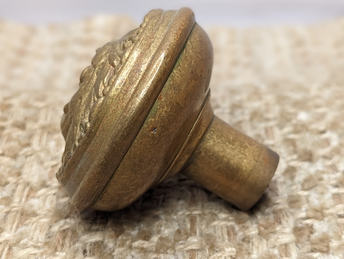 2 1/4" Antique Barrows Arcola Decorative Brass Door Knob Circa 1900