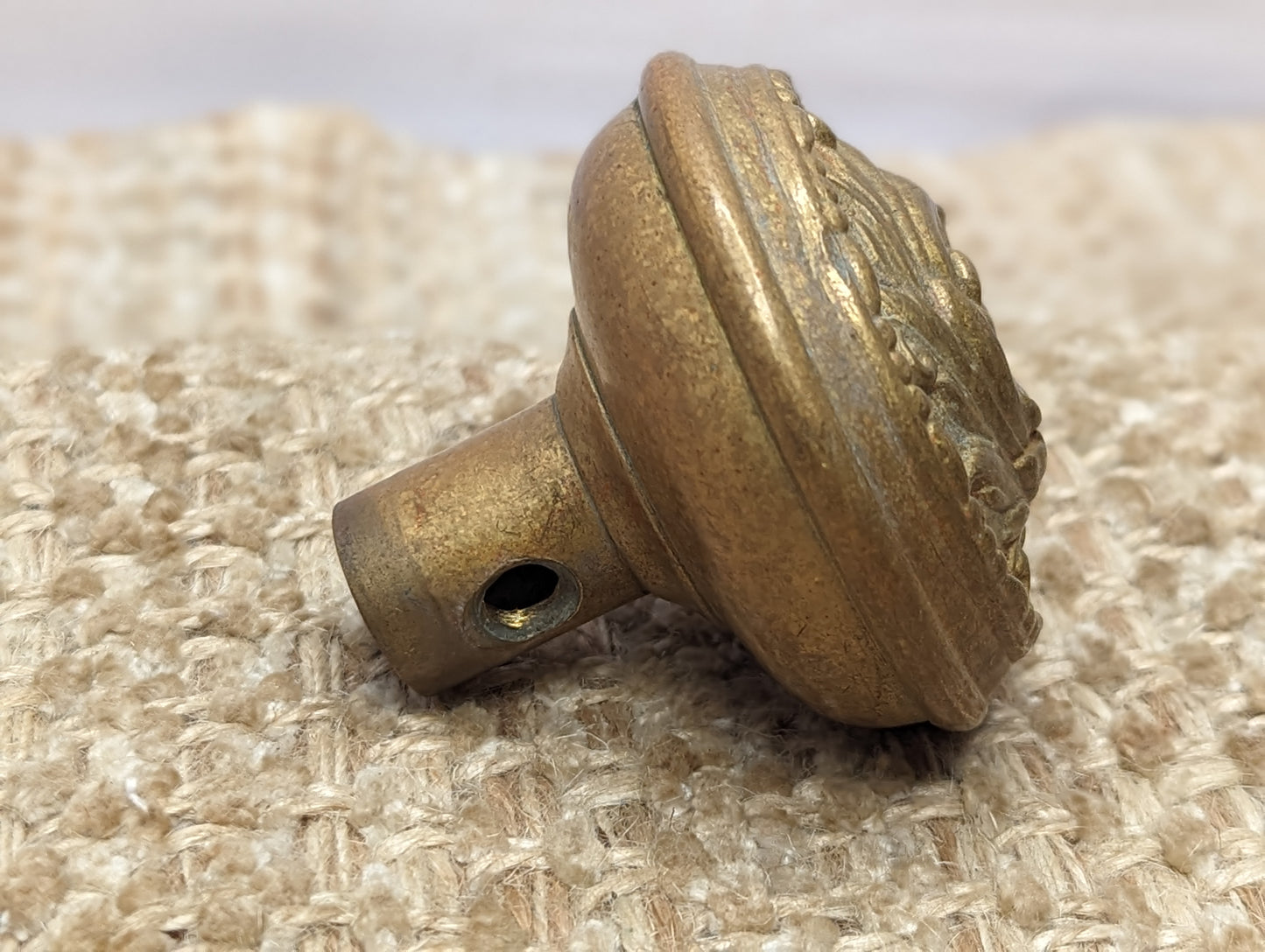 2 1/4" Antique Barrows Arcola Decorative Brass Door Knob Circa 1900