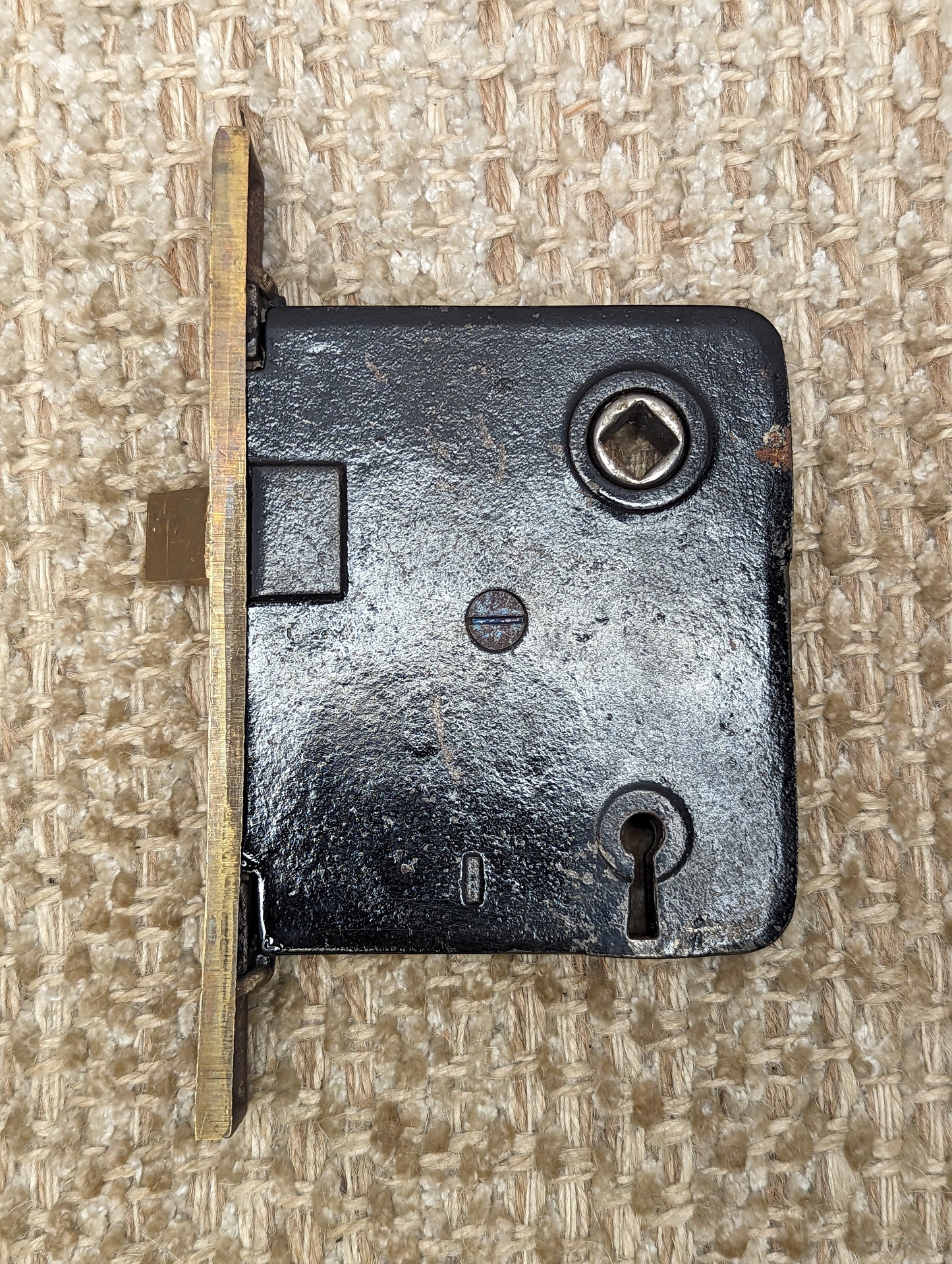 Antique Interior Mortise Lock #25, Glass Door Knobs, Brass Door Knob Plates, Strike Plate & Key