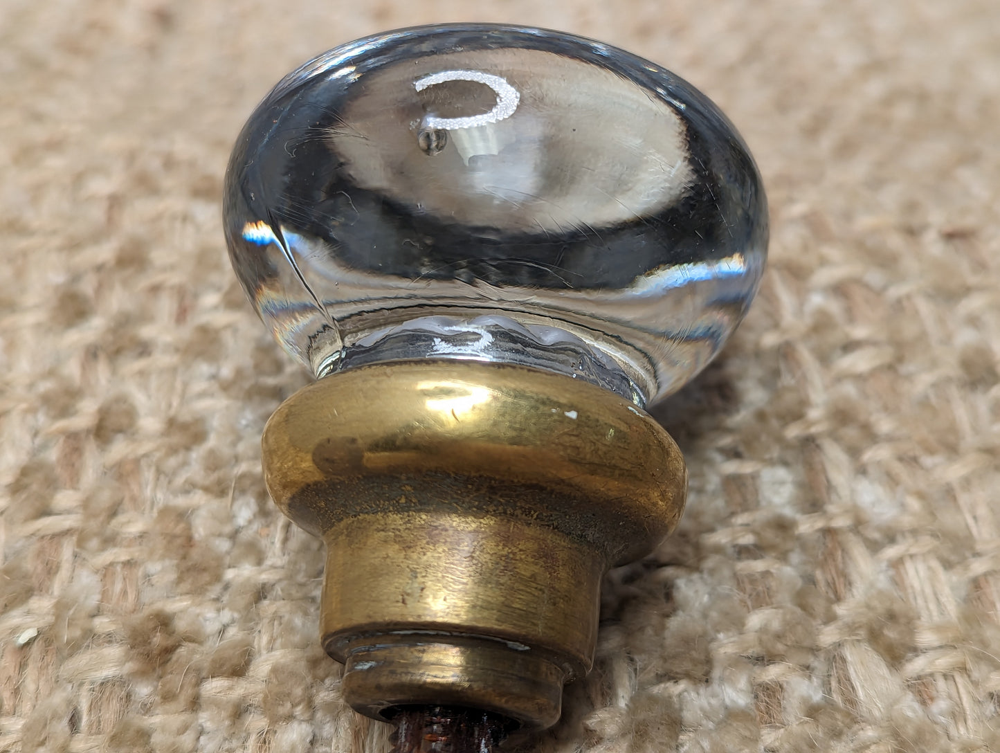 2" Antique Round Glass Door Knob Set With Brass Necks Door Hardware