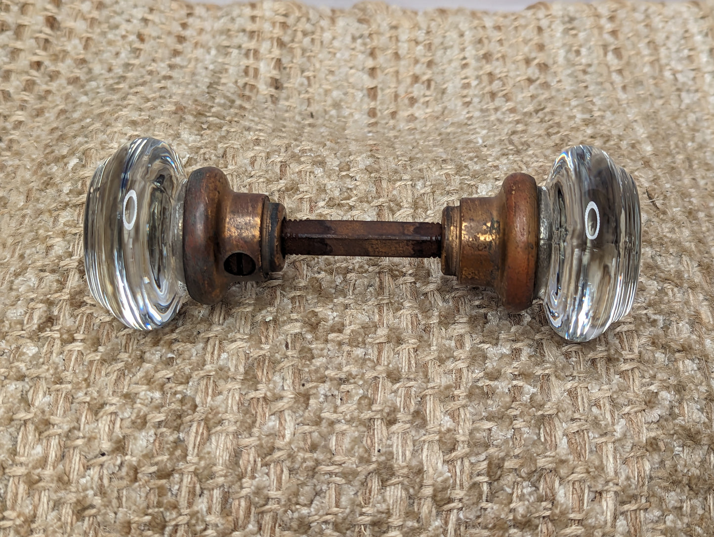 2" Antique Round Glass Door Knob Set With Brass Or Bronze Necks Door Hardware