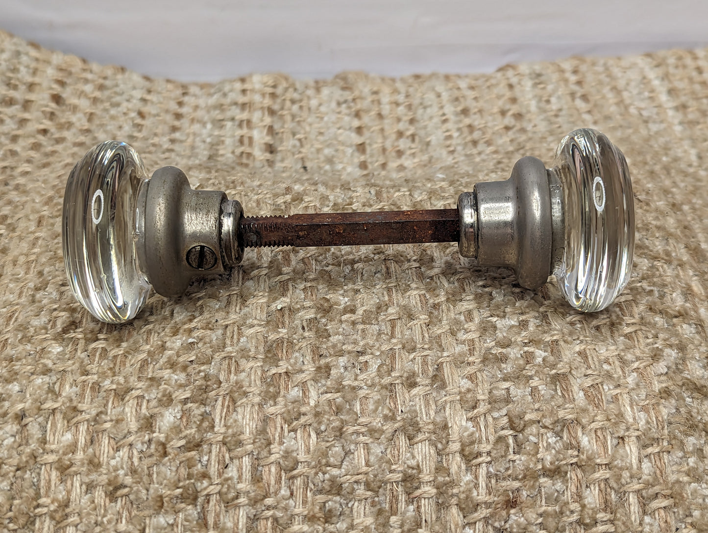 Antique Round Glass Door Knobs With Nickel Plated Necks Bathroom Set Door Hardware